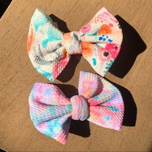 Floral & tie dye hair bows